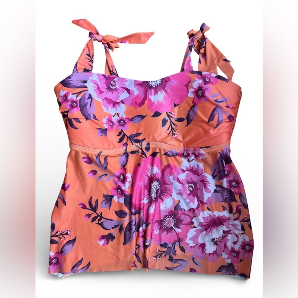 BECCA ETC Rebecca Virtue Orange  Plus Size  2X 20-22 Tankini Top Bandeau. 1647